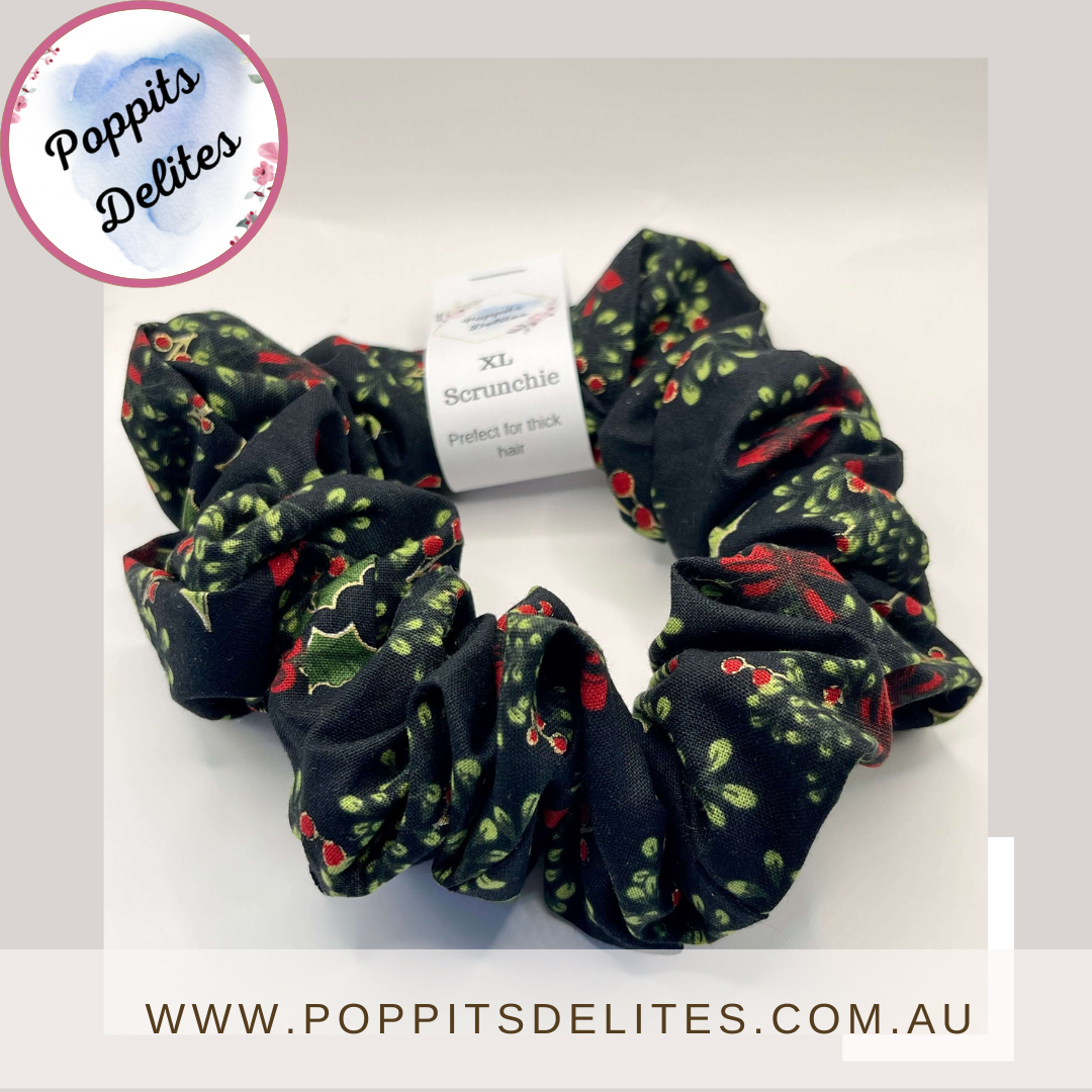 Christmas Holly Scrunchie - Poppits Delites offering some amazing products for both yourself and gifts for others.